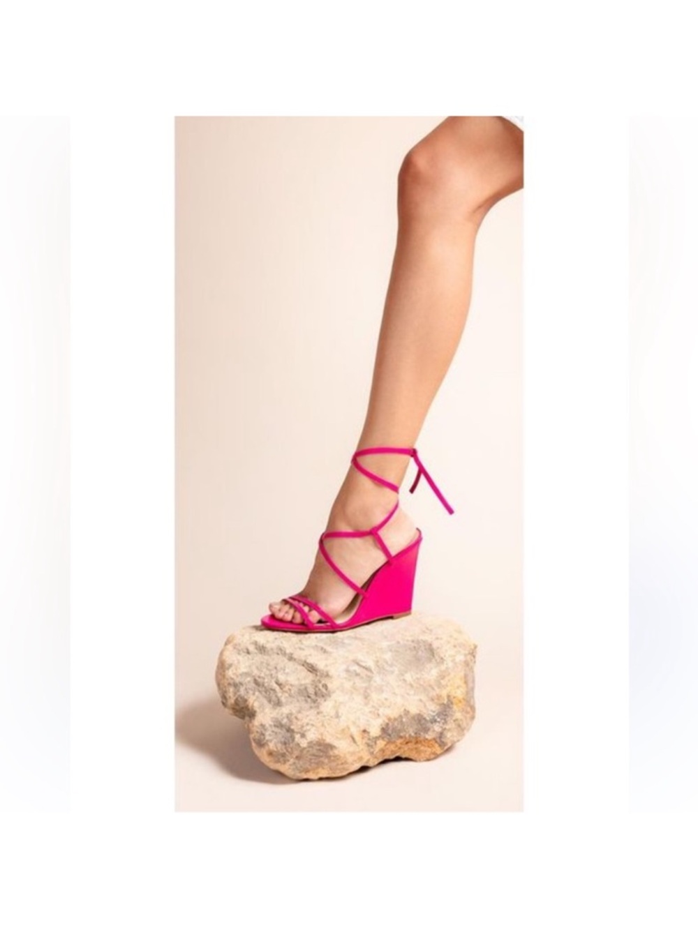 Schultz hit pink lace up wedge sandals. Size 8